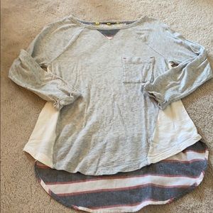 Anthropology three-quarter sleeve T-shirt with back design. EUC